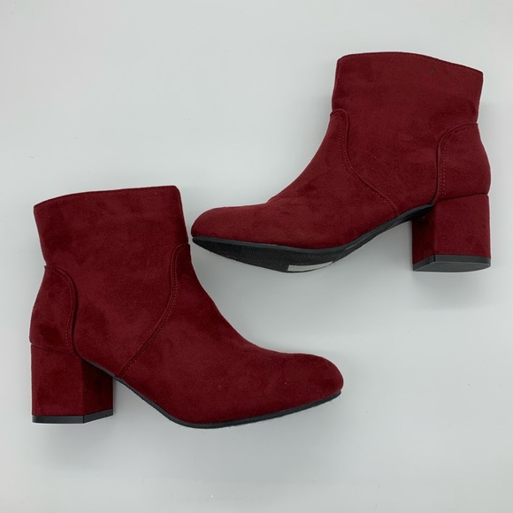 wells Shoes - Red suede heeled boots